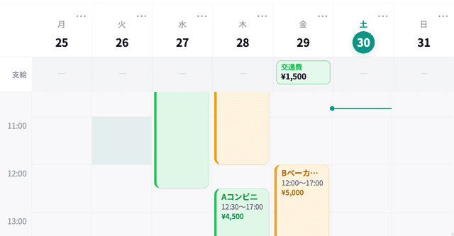週単位タイムライン